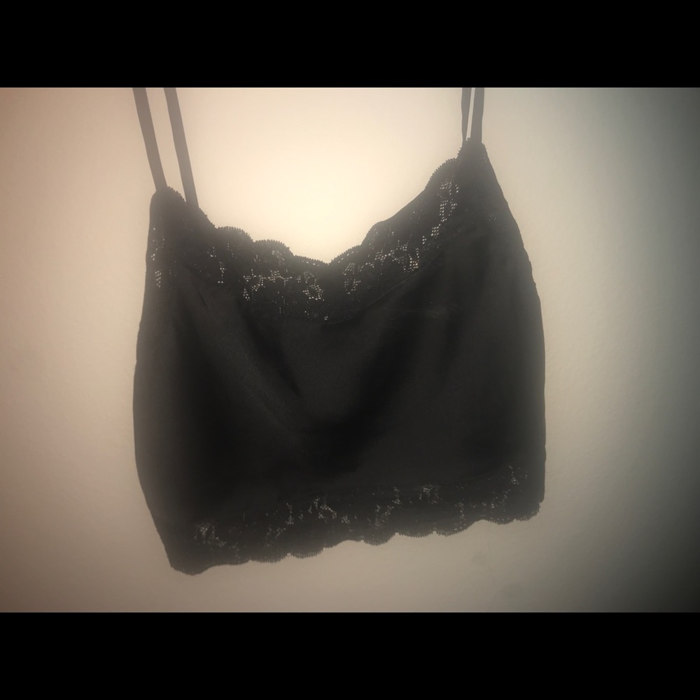 Brandy Melville Black Lacy Crop Top